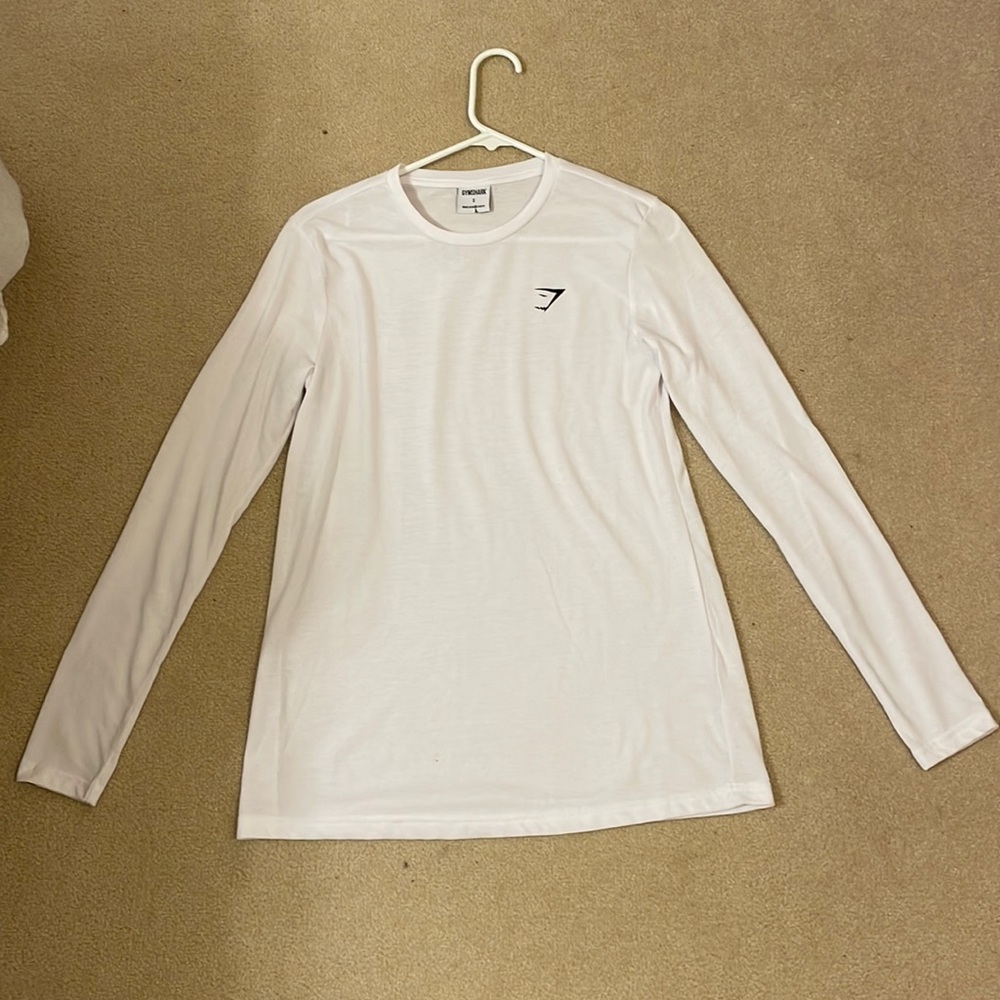 White Gymshark long sleeve t shirt
